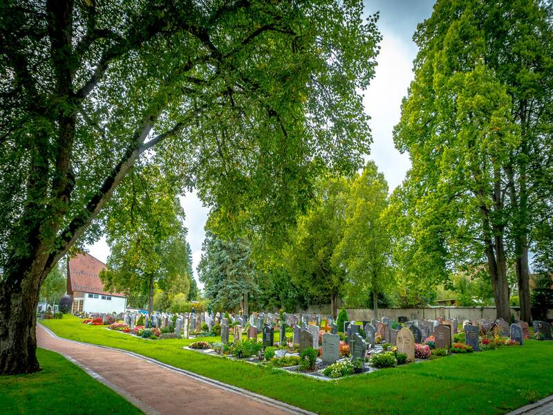 Friedhof Aldingen Blick auf Grabfelder
