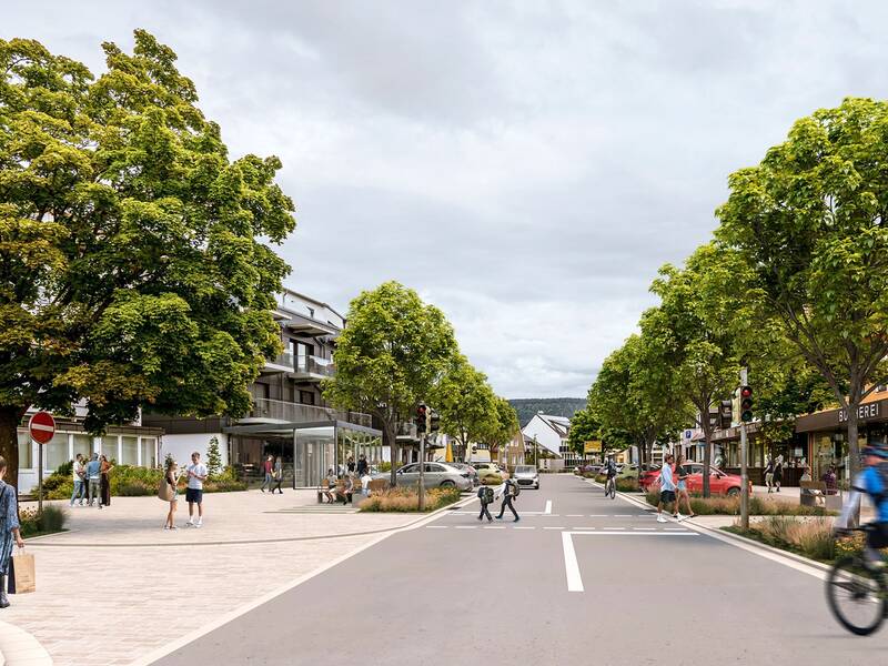 Visualisierung der Hauptstraße Ortsmitte Aldingen