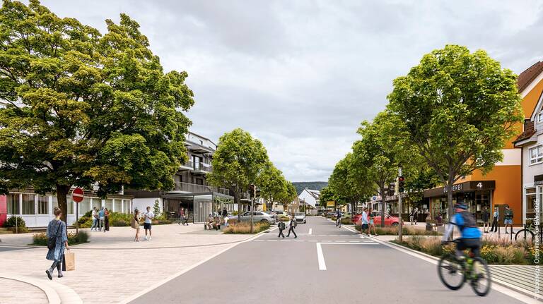 Visualisierung der Hauptstraße Ortsmitte Aldingen