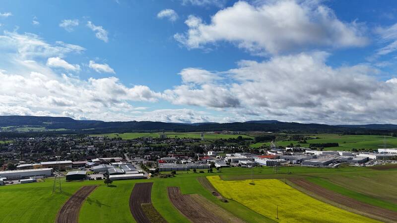 Luftbild Industriegebiet West Aldingen mit Rapsfeld im Vordergrund